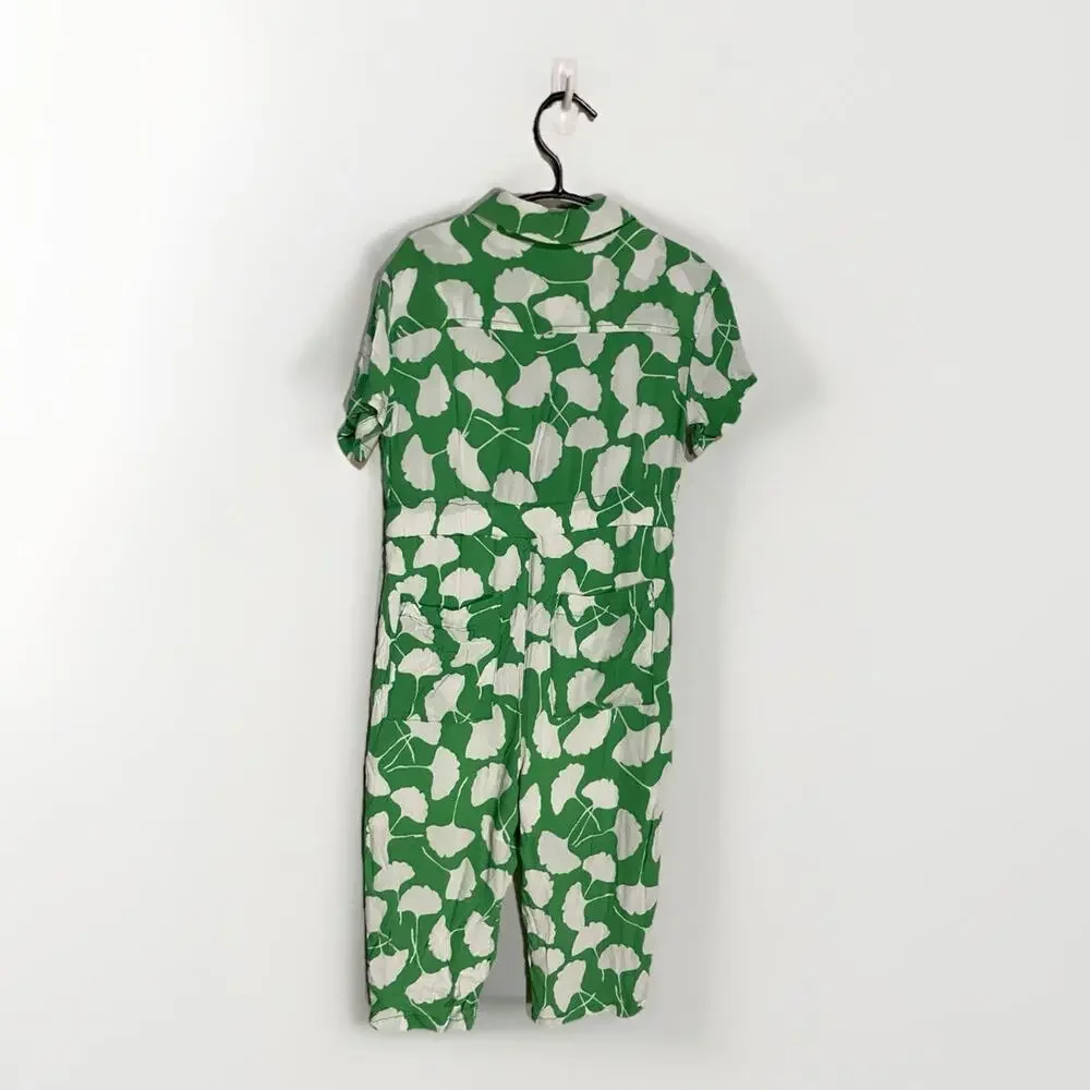 Diane von Furstenberg for Target Green White Ginkgo‎ Leaf Jumpsuit 3t